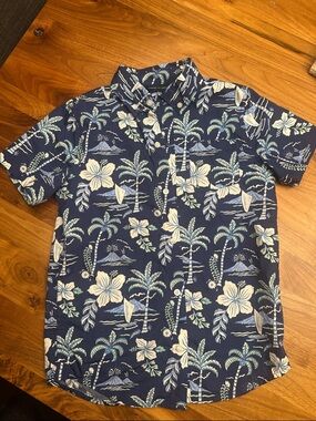 Janie and Jack Navy Tropical Floral Button-Down Shirt